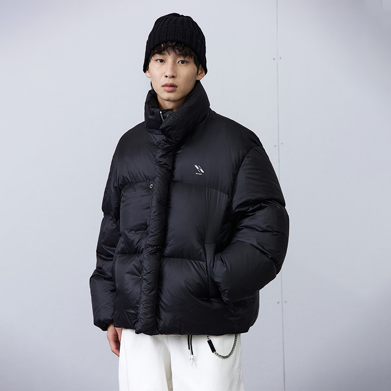 roaringwild a arch 咆哮野兽 黑色/灰色/白色徽标蓬松感羽绒外套