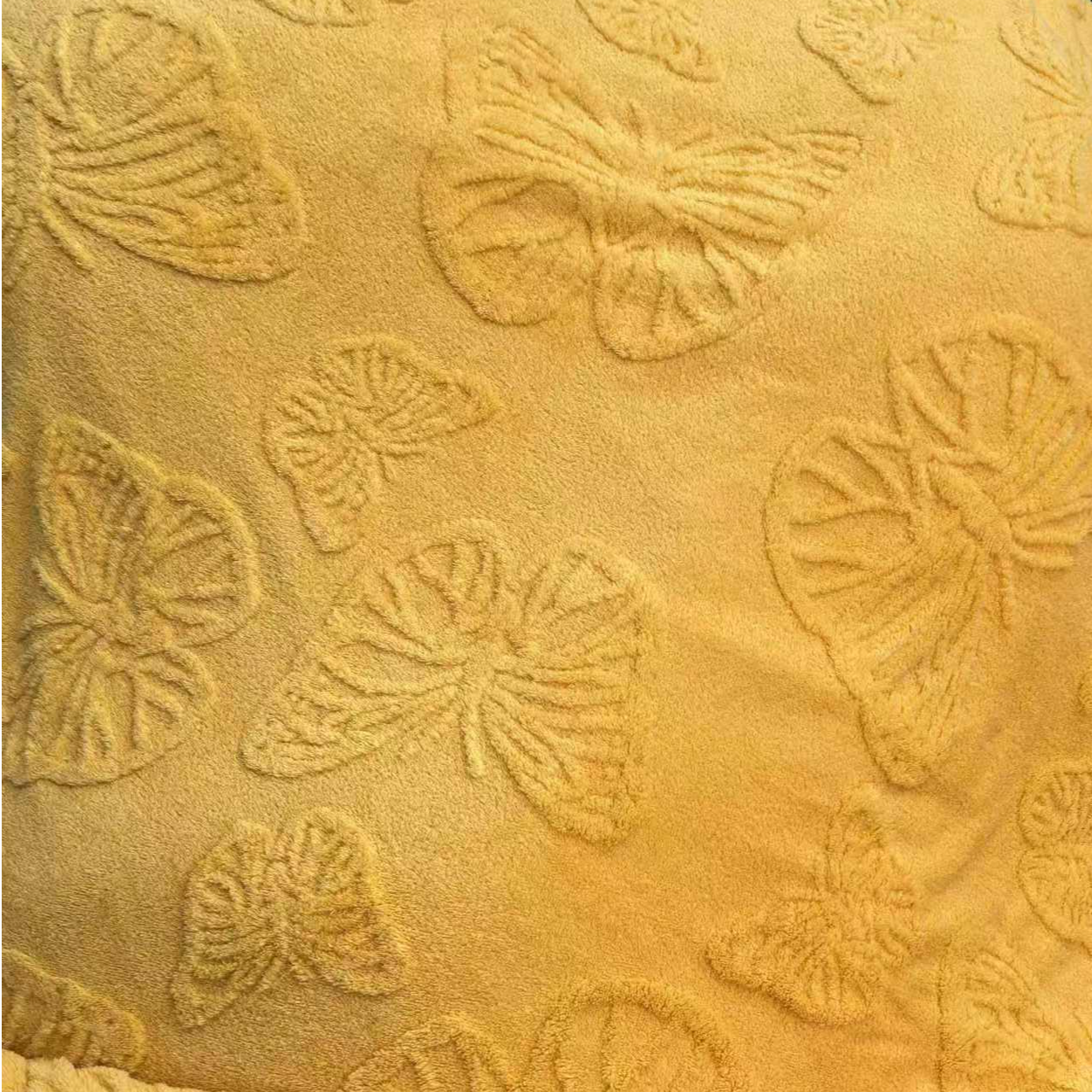 塔芙绒双人毛毯 黄色蝴蝶提花简约大气加厚纯色大床绒毛毯