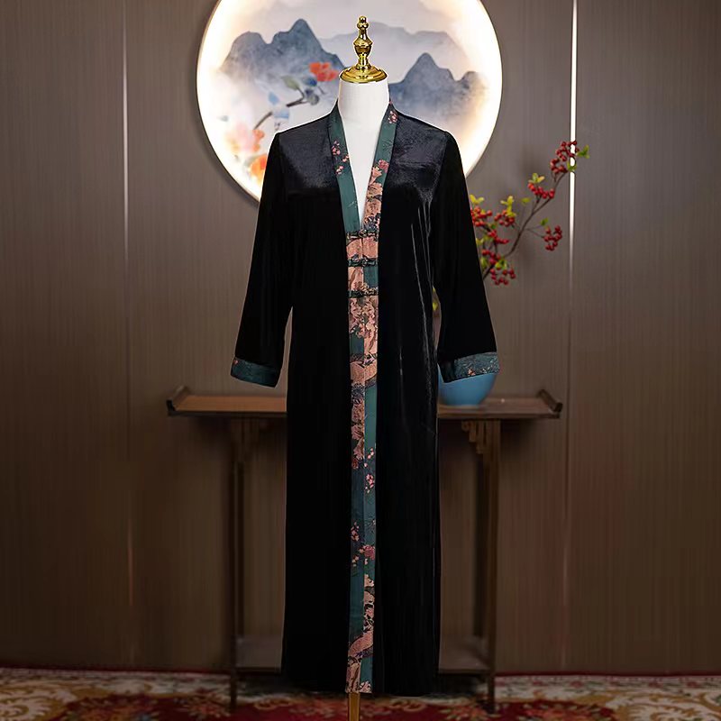 镜花 国风复古植绒金丝绒长袖外套安诗歌