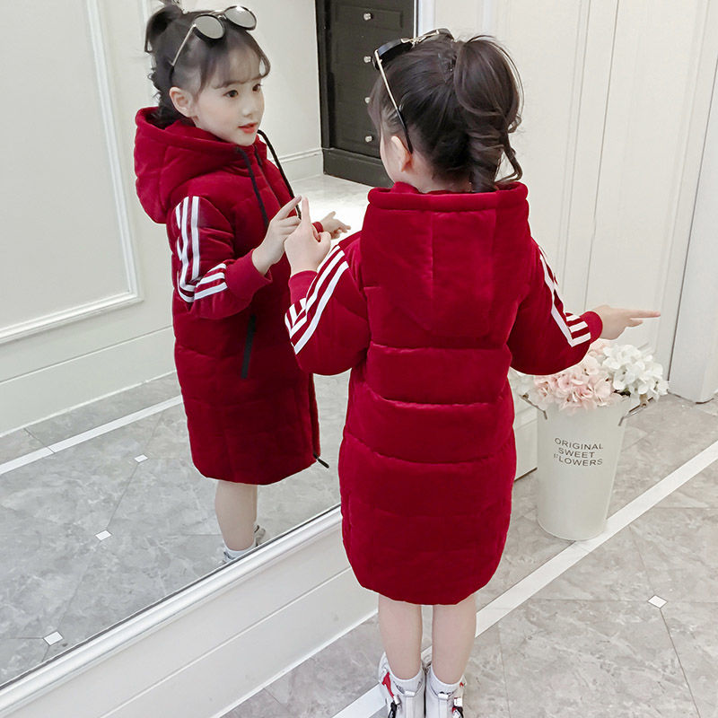 女童冬装棉衣童装金丝绒儿童棉服中大童小女孩棉袄中长款外套潮