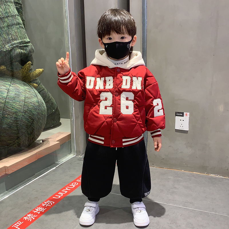 男童加厚球服2023新款洋气秋冬装宝宝春秋夹棉上衣儿童冬季外套