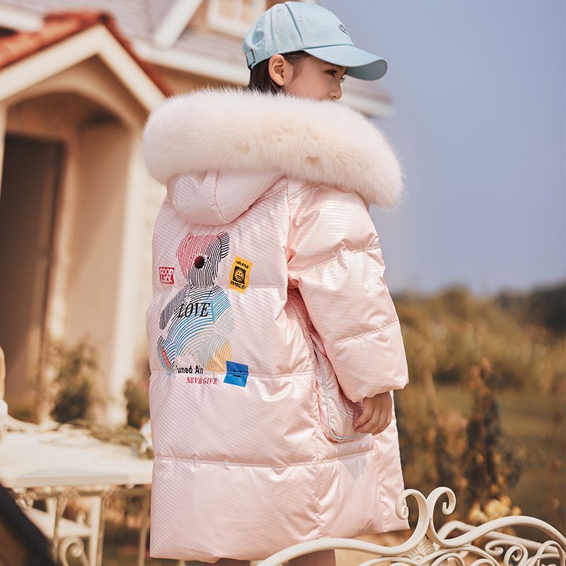 新款反季清仓儿童羽绒服女童中长款2023新款洋气冬季童装免外套