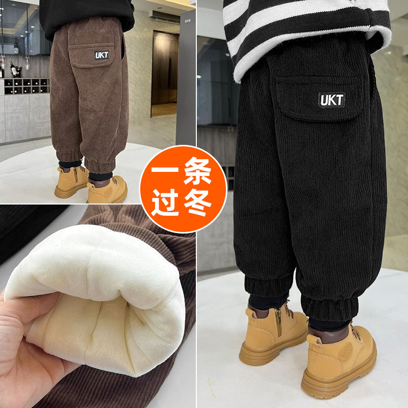 小童冬款男童加绒加厚裤子冬季超厚夹棉一条过冬宝宝外穿儿童P