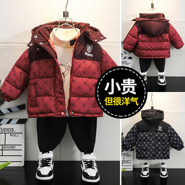 男宝宝2023年新款加厚棉服中小童儿童宝宝冬季短款保暖洋气外套