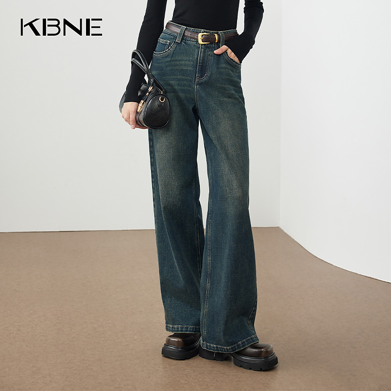 KBNE牛仔裤女款爆款2025新款正品宽松设计感显瘦百搭直筒牛仔裤