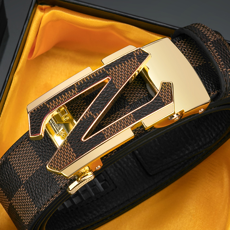 2023新款男士皮带真皮自动扣商务字母男款时尚个性格纹裤腰带潮流