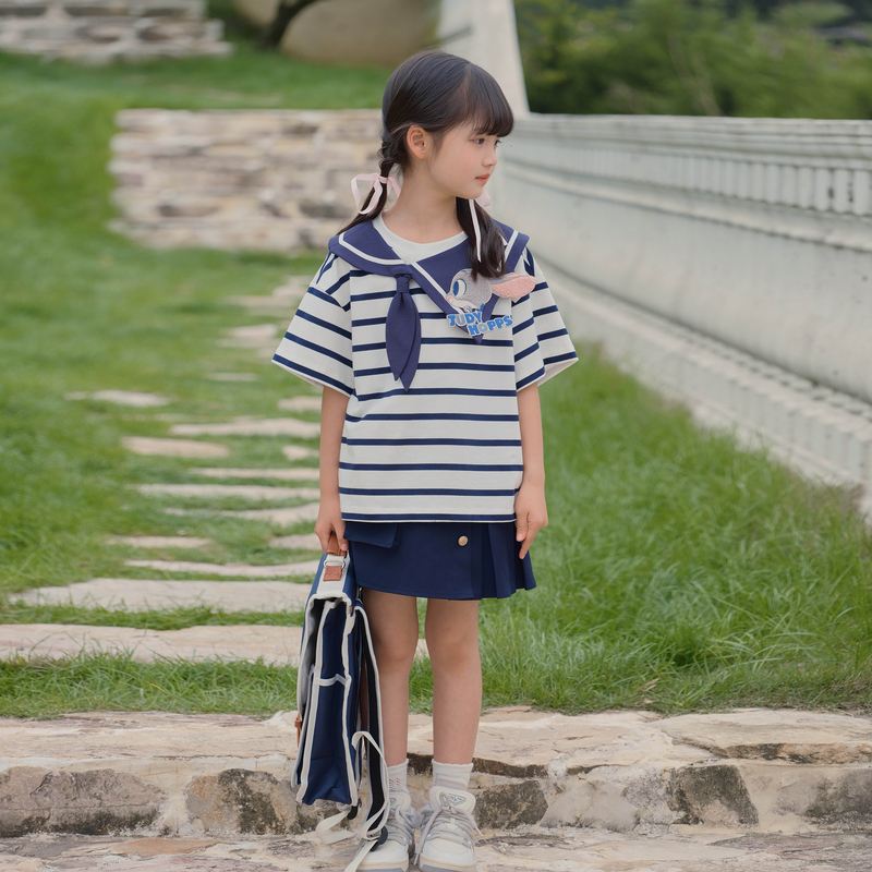 疯狂动物城联名minisnbl原创童装朱迪学院风T恤时尚套装夏季女童