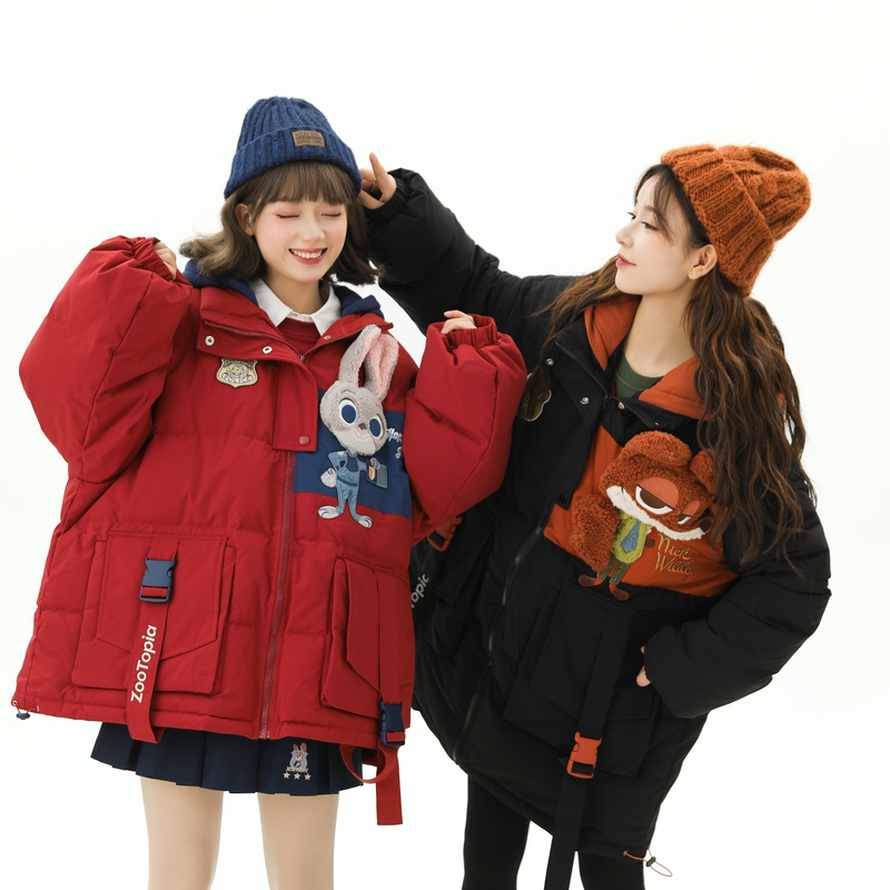 【反季】尼克疯狂动物城联名原创森女部落情侣装羽绒服白鸭绒冬