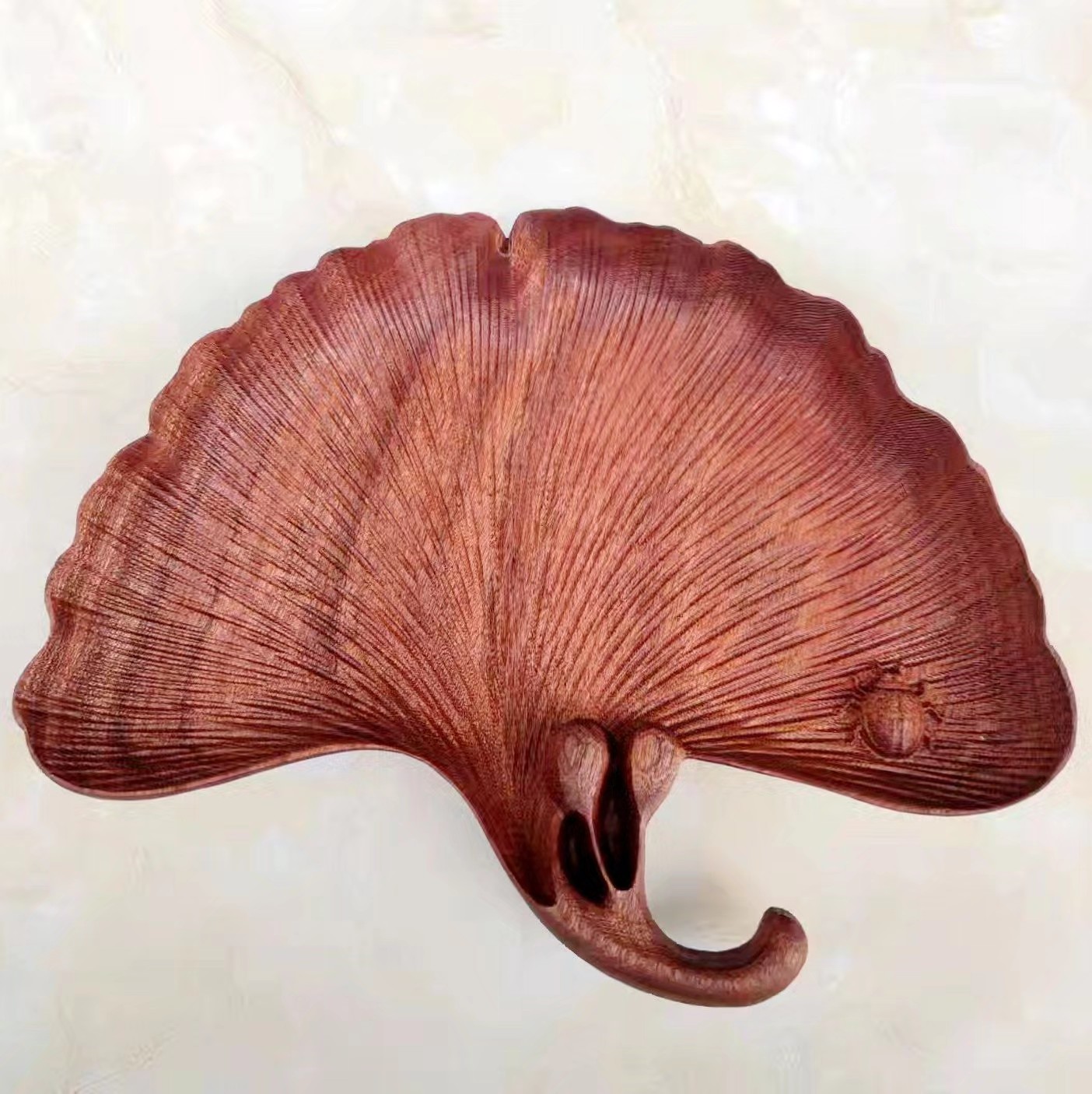 进口乌檀木创意精致银杏叶水果盘整木雕刻个性木质家用客厅零食盘