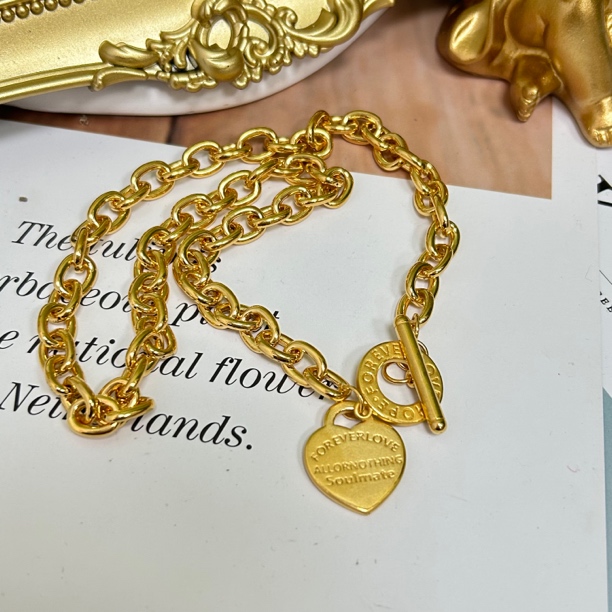 足金999黄金5D无氰时尚硬金气质个性百搭爱心OT套链26.76