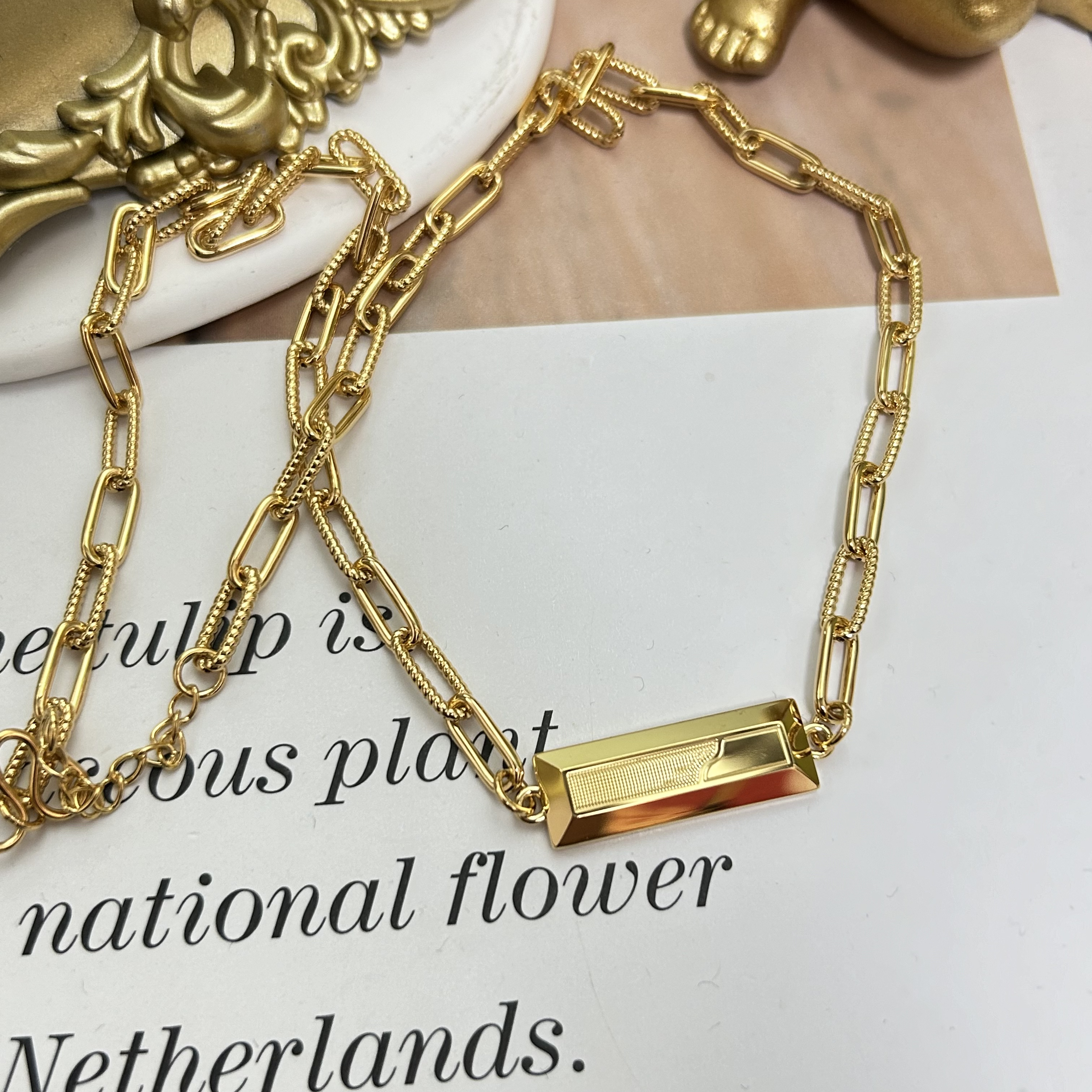 足金999黄金5D无氰时尚CNC工艺气质硬金套链12.36