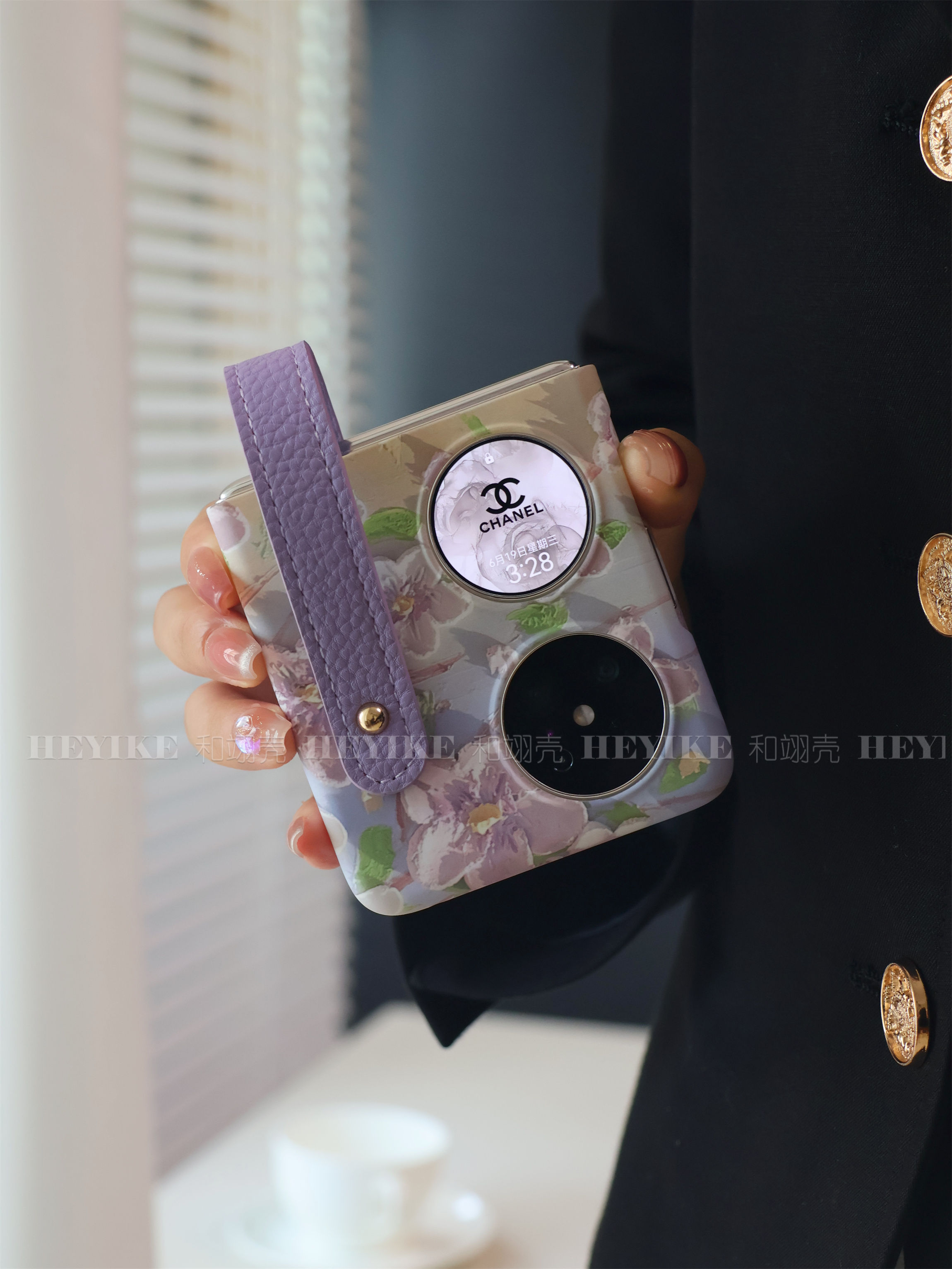 新款夏日紫色腕带适用华为Pocket2手机壳n3flip折叠超薄保护套女