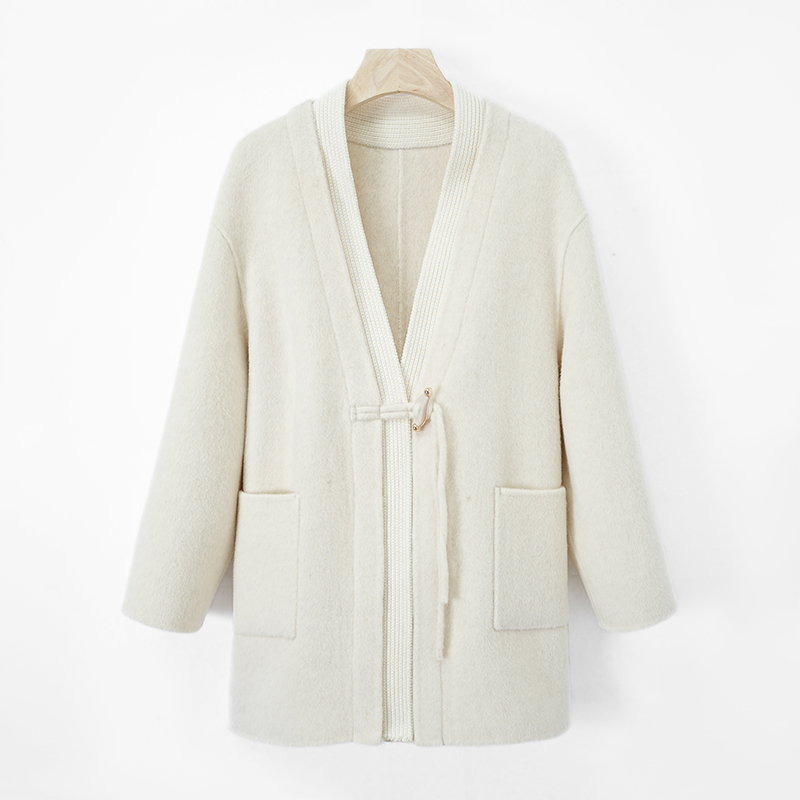 休闲女士中长款纯色大衣外套单扣显瘦上衣开衫气质时尚百搭88193