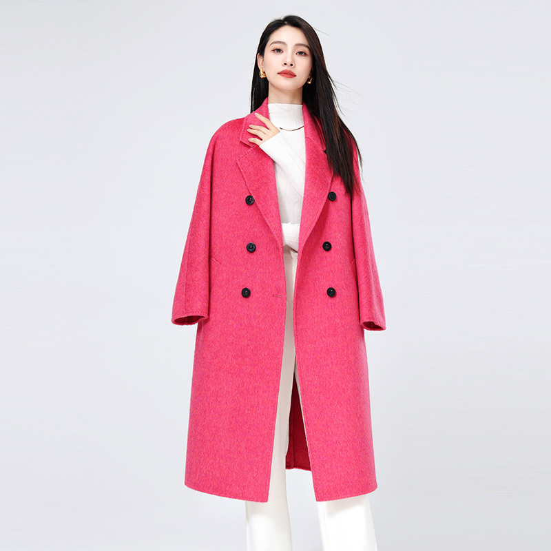 【801长】M家四大金刚雅丹风双面呢秋冬长款毛呢双排扣大衣女801B