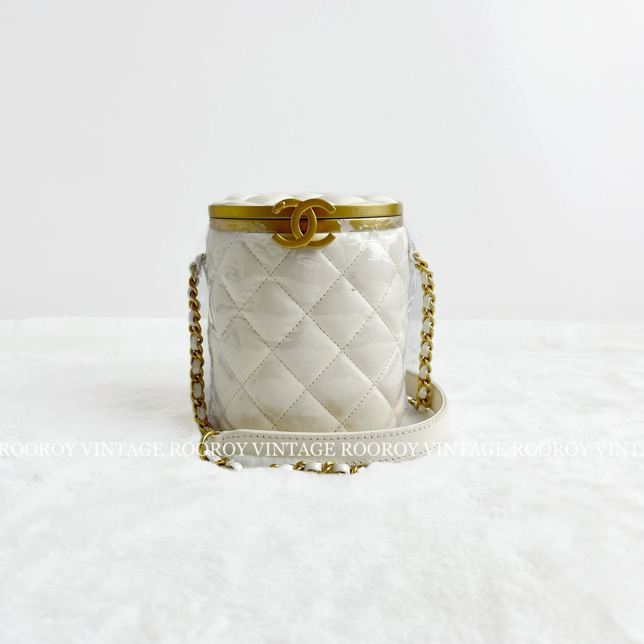 95新 Chanel/香奈儿 圆筒 白金 单肩链条包 芯片款/7775