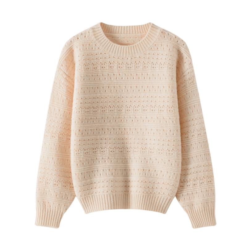 复古重工100%羊毛衫儿童五针三股加厚镂空毛衣宽松软糯男女童针织