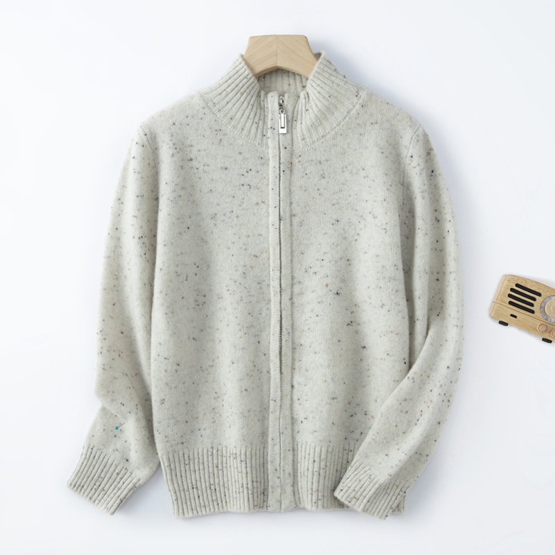 半高领花纱拉链儿童开衫男女童纯羊毛加厚外套上衣秋冬新款羊毛衫