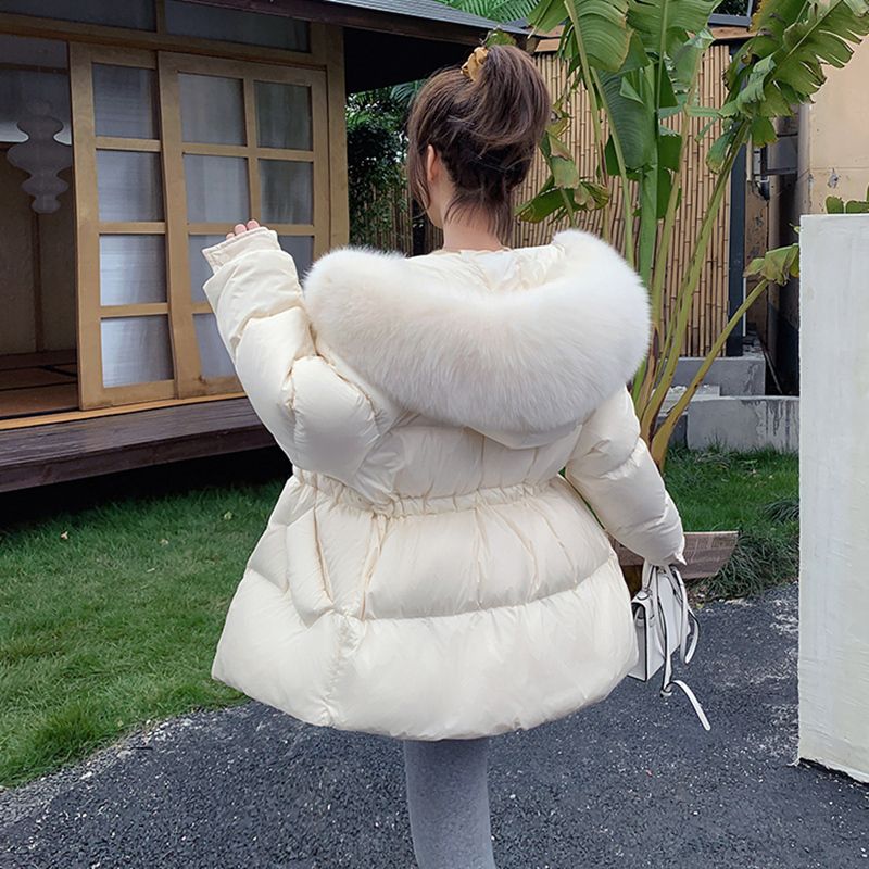 白鸭绒2024冬季新款毛领羽绒服女设计感小众学生韩版宽