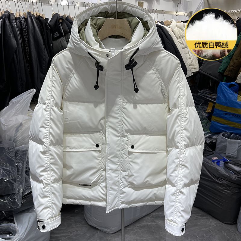 以纯防寒男士羽绒服短款2022年冬季新款连帽保暖衣服潮牌帅气加厚