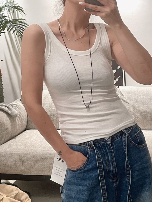 优可丝遮副乳吊带小背心女百搭修身显瘦纯色短款内搭（22301）