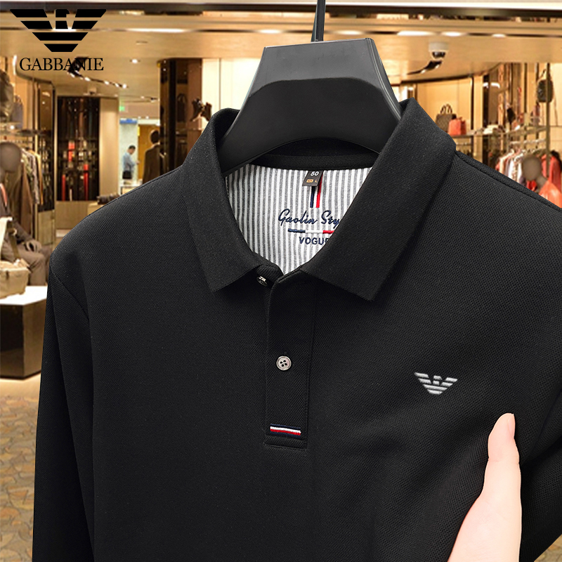 专柜正品男士翻领长袖T恤秋冬新款商务休闲百搭刺绣打底POLO衫男