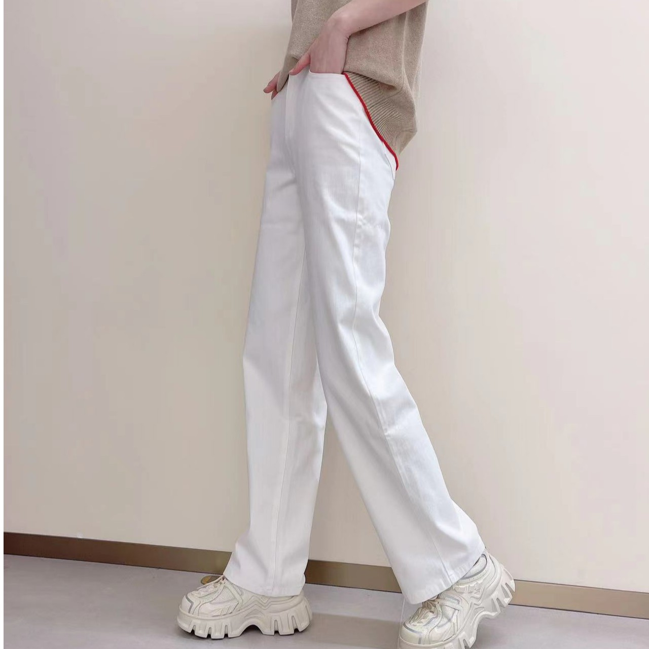 阿玛施AMASS【香蕉裤】高腰直筒显瘦牛仔裤5100588