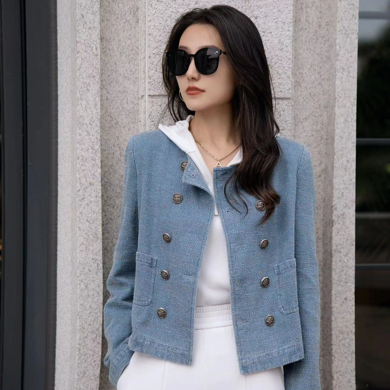 阿玛施AMASS【牛仔计划】时尚复古气质小香风外套5400837