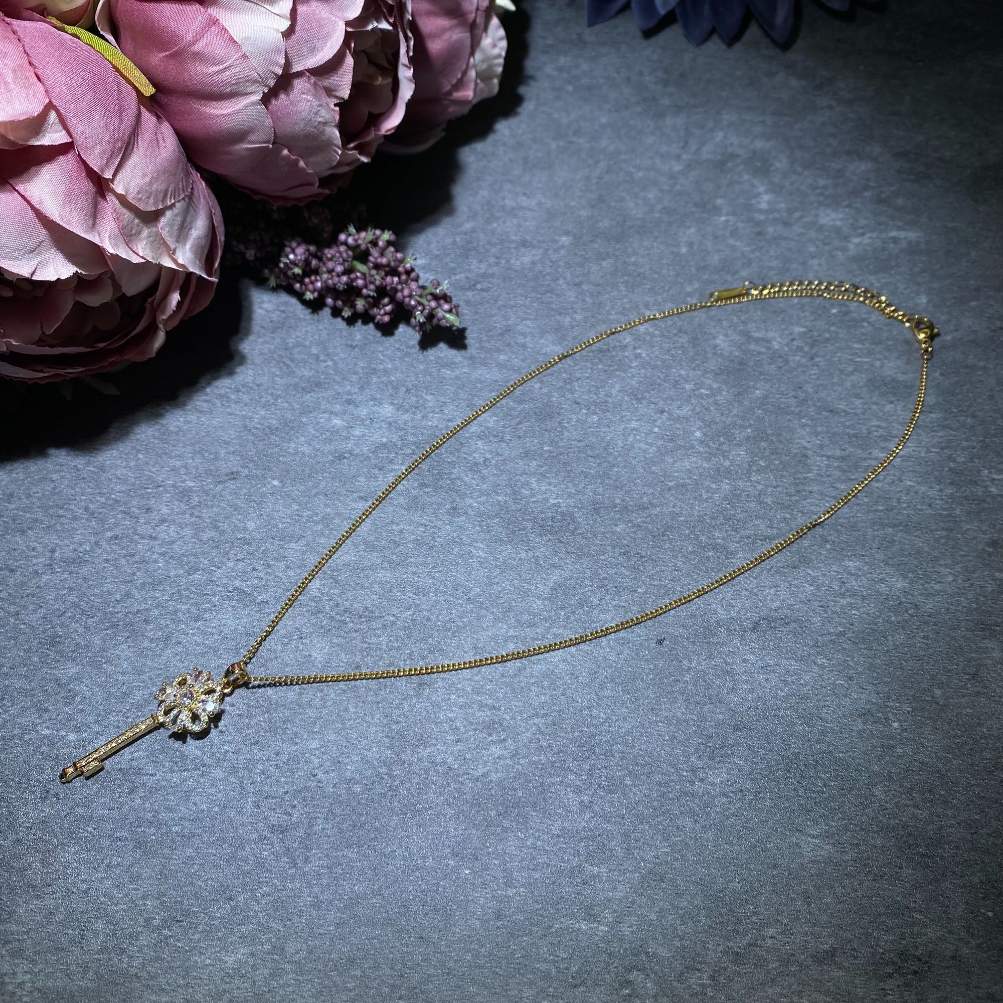 铜合金合成锆石项链 精致百搭时尚轻奢项链2257