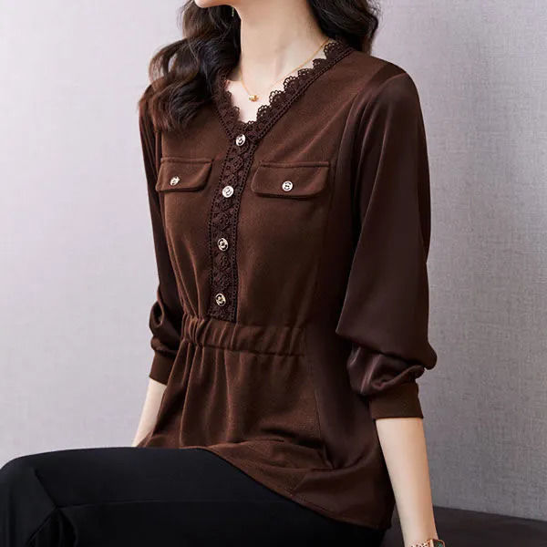 2024春遮肚子上衣女中年女装高贵洋气小衫时髦女装中长款遮屁股