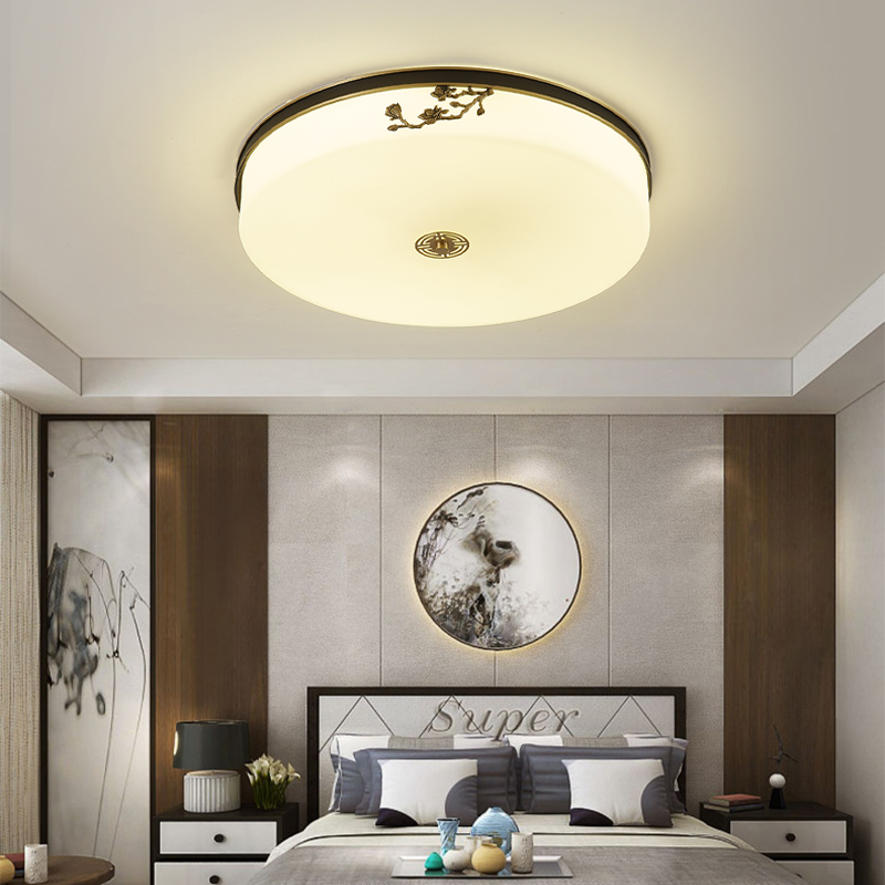 新中式阳台入户全铜玻璃灯国风入户玄关衣帽间走廊过道卧室吸顶灯