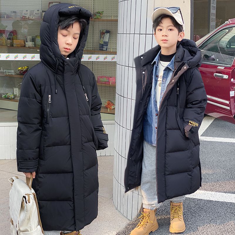 儿童羽绒服男童长款过膝2023新款中大童装冬装加厚外套高档小男孩