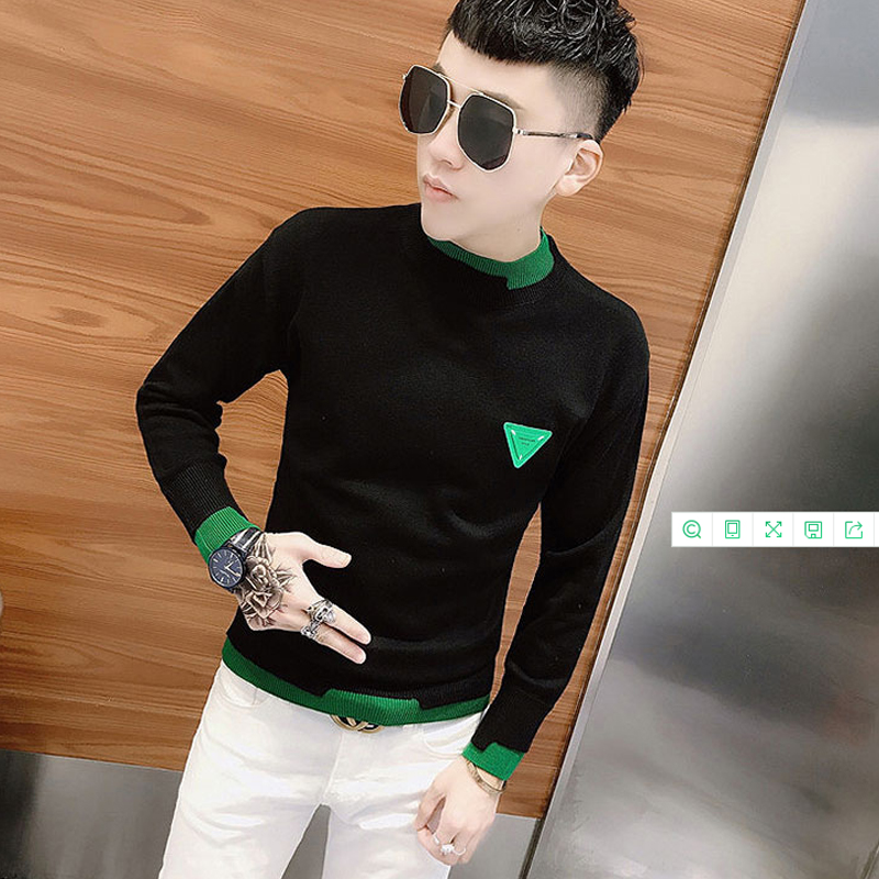 2023新款秋冬季修身毛衣男士假两件外套男装套头长袖针织衫潮流休