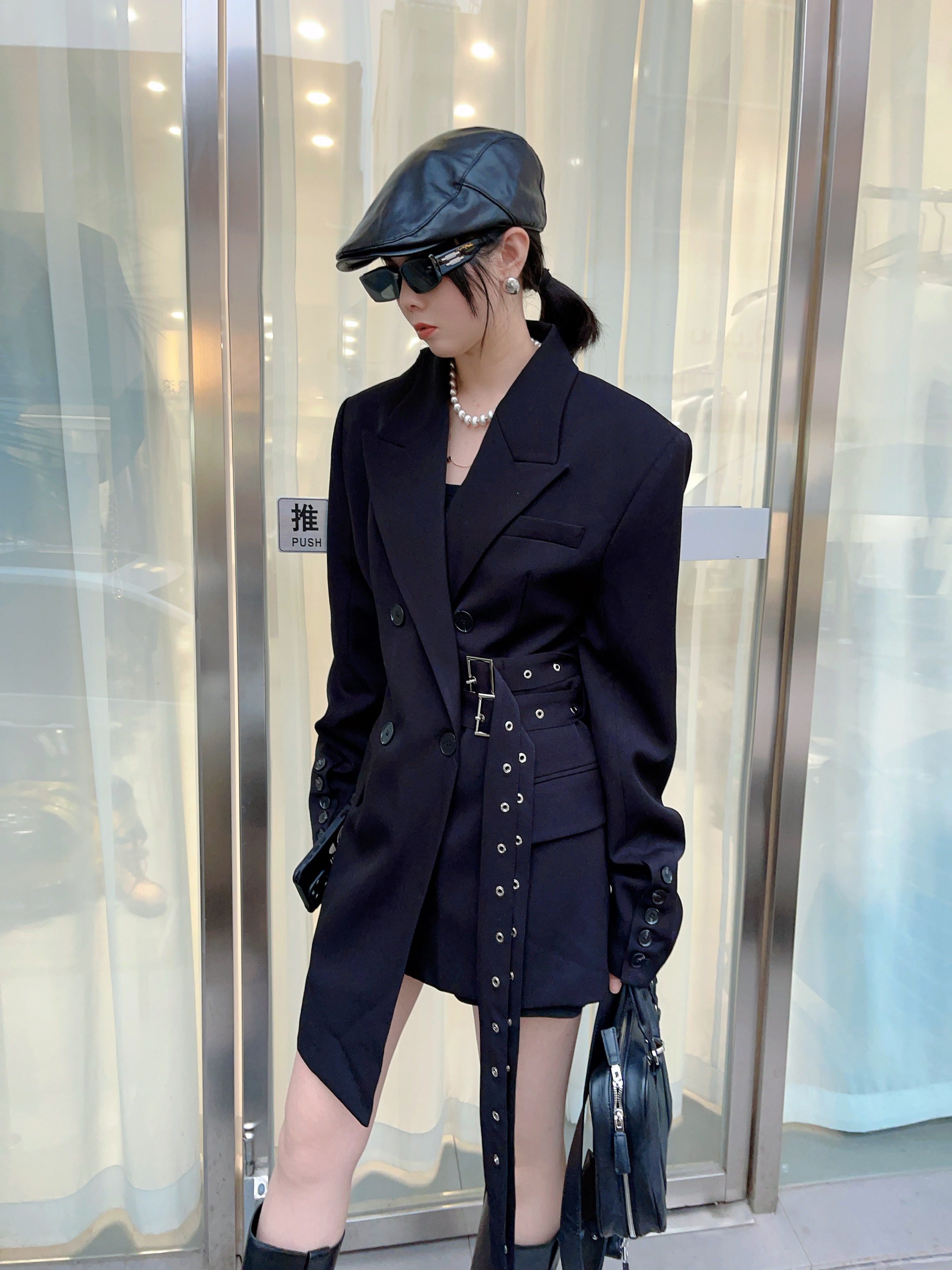 JIAODIAN小众西服气质系带收腰显瘦西装外套女秋冬新款时尚百搭