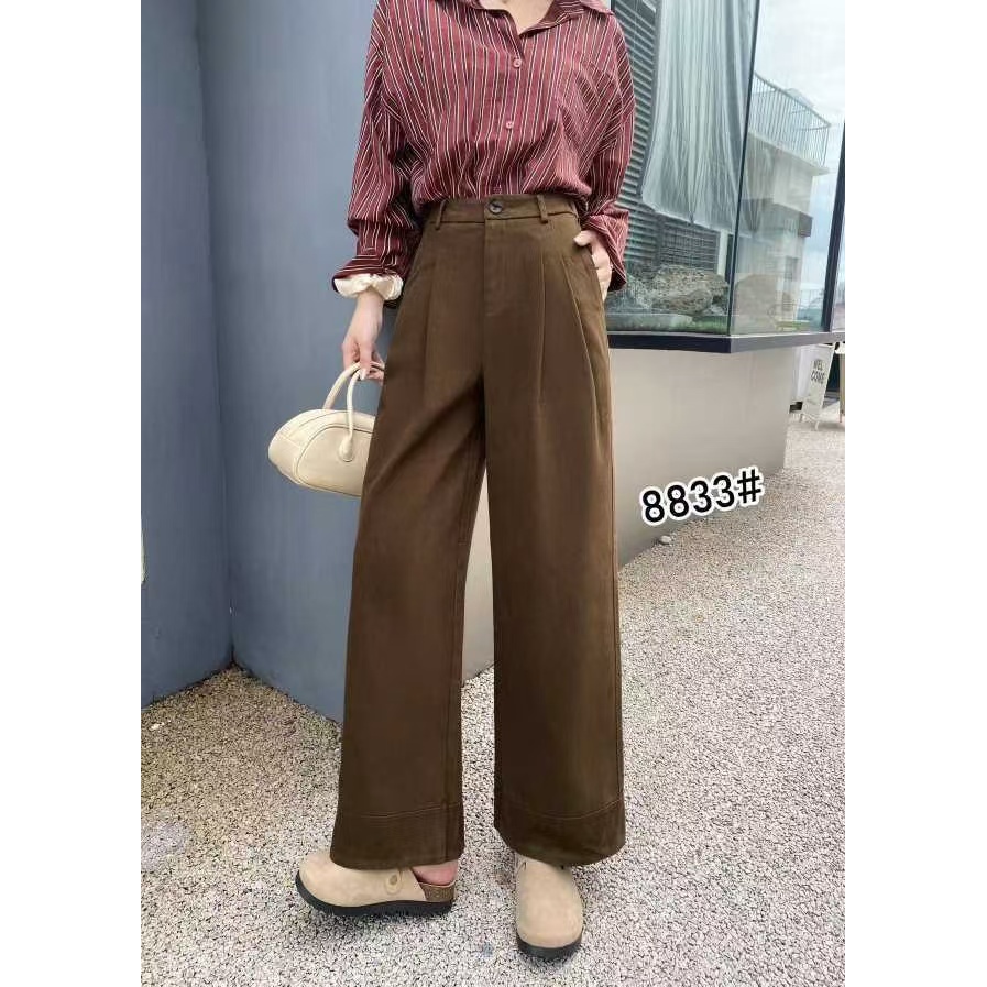 时尚显瘦宽松直筒休闲裤ZBK32290最小码裤长95