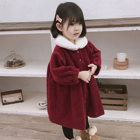 女童外套2023秋冬新款女宝宝毛绒上衣儿童韩版洋气冬款中长款潮流