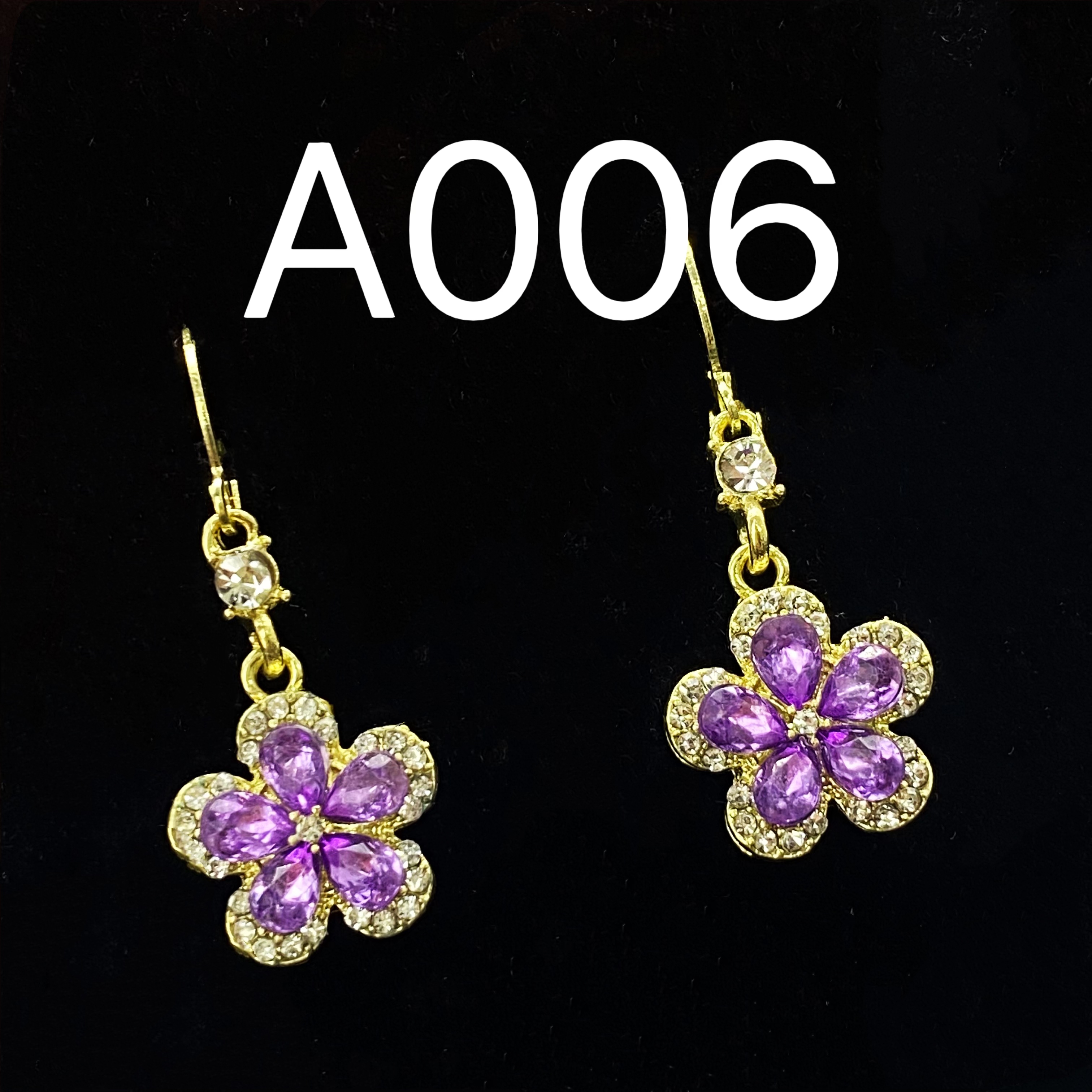 铜合金耳饰 A006耳环紫金花时尚百搭轻奢