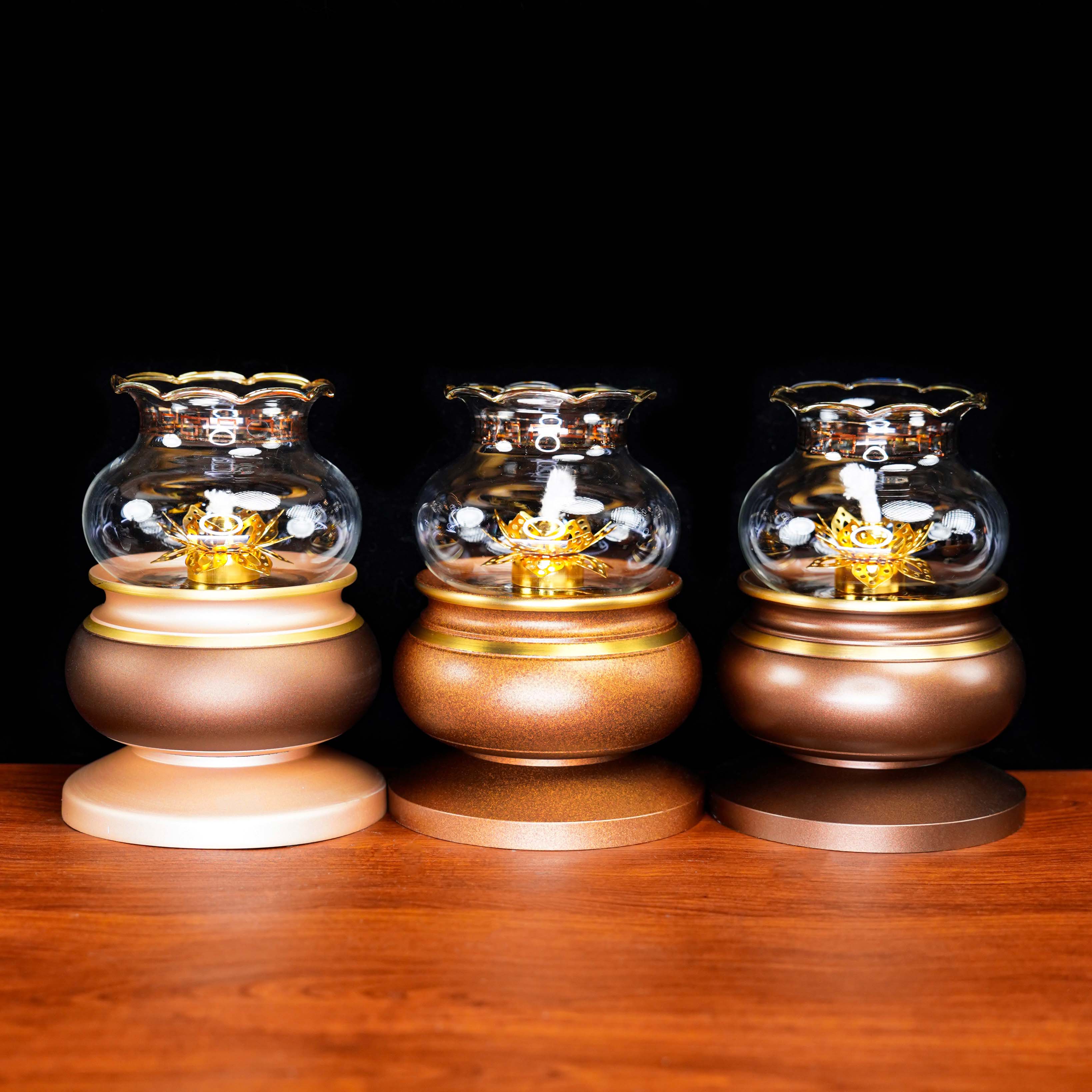 禅境宝阁《全铜油灯》纯黄铜油灯防风灯罩照明灯家用长明灯摆件