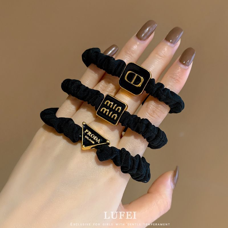 合金硅胶发饰品黑色小肠圈橡皮筋网红高级感发绳气质简约头绳头饰