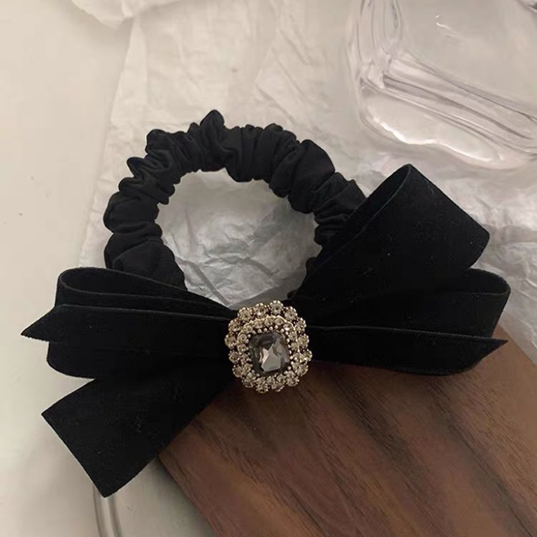 法式蝴蝶结发圈小香风头饰优雅马尾头绳高级感秋冬丝绒高弹力发绳