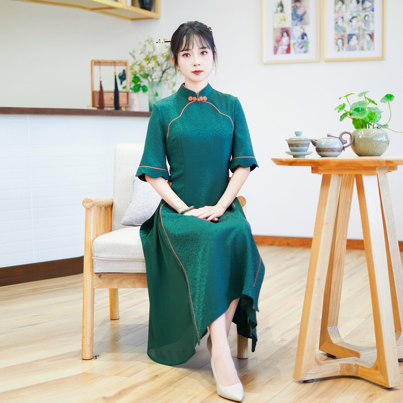如意风夏季新款国风改良奥黛连衣裙显瘦气质高考季送考旗袍24R591