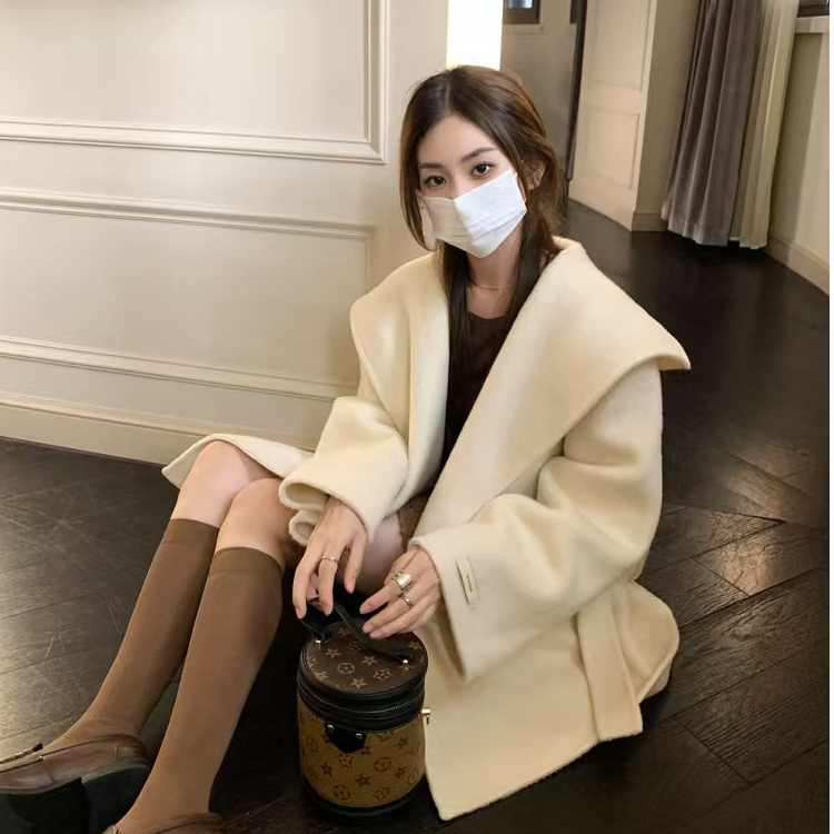 魔女斗篷 羊毛大衣女2024冬季新款 中长款 高级气质双面羊毛外套W