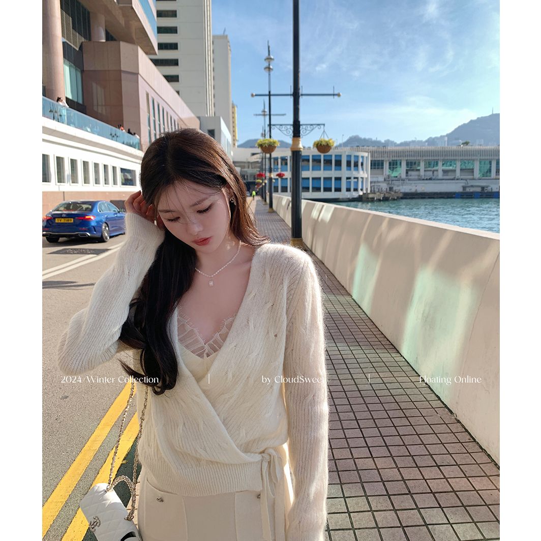 【CloudSweet 01/16 10:00】超细baby马海毛 绞花交叉温柔开衫