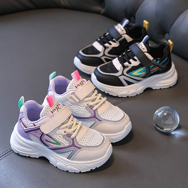 小黄鸭女童运动鞋子网面透气鞋2024新款小女孩儿童男鞋春秋老爹鞋