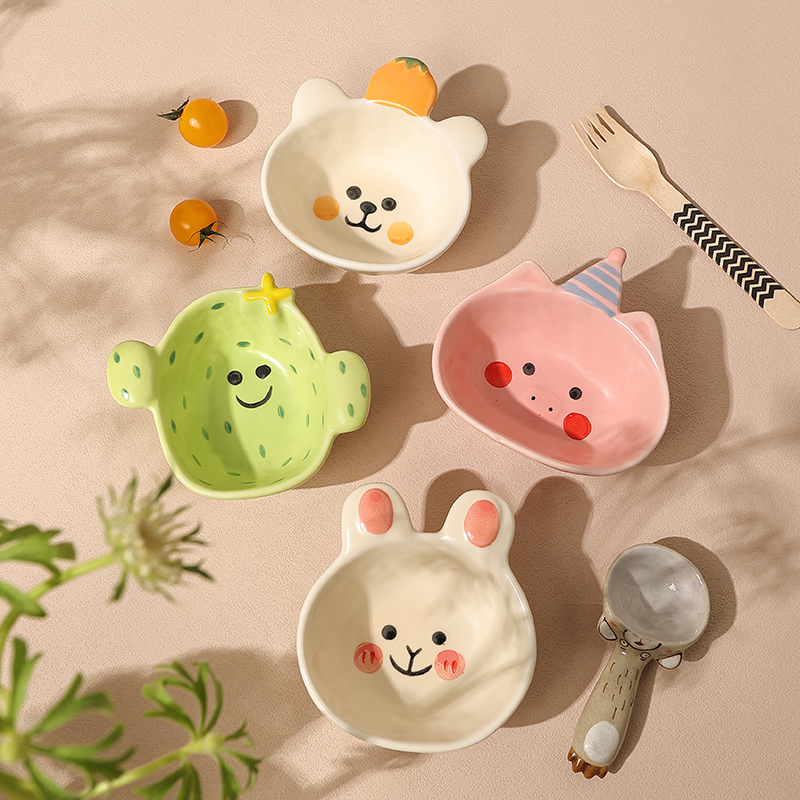 韩式陶瓷碟网红调料碟蘸料碟沙拉碗家用吃饭碗可爱米饭碗精致小碟