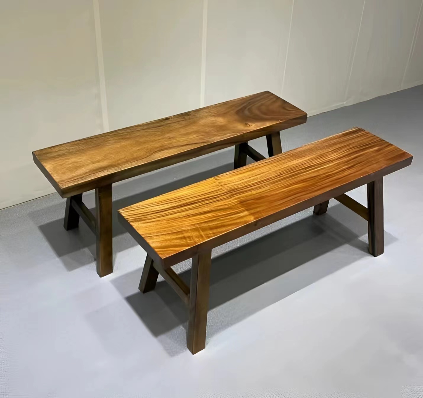 长条凳胡桃木茶桌配套凳休闲条凳实木新中式家用凳子简约复古