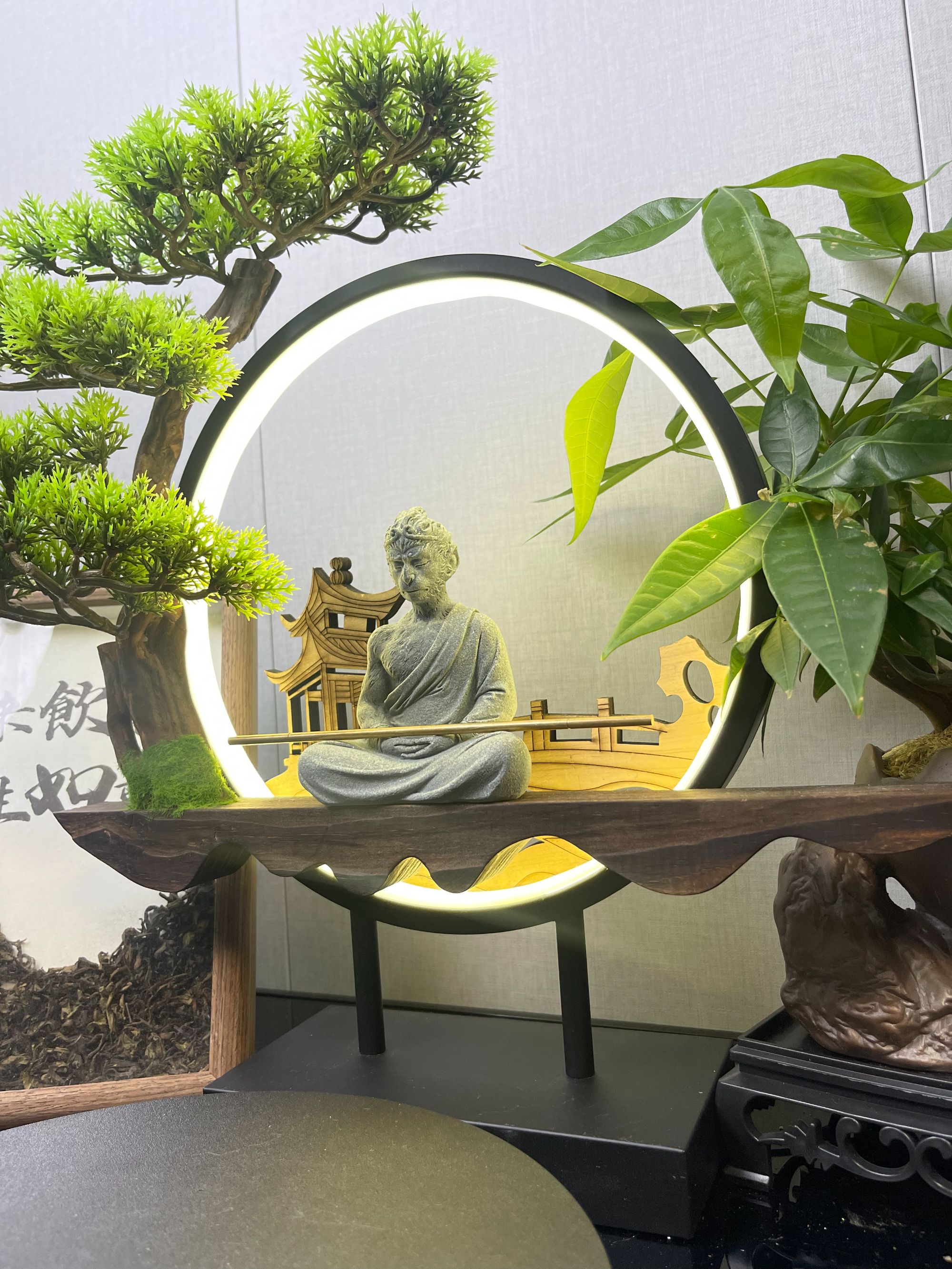 斗战胜佛悟空摆件茶桌茶室玄关摆件茶宠装饰新中式雕刻创意摆件