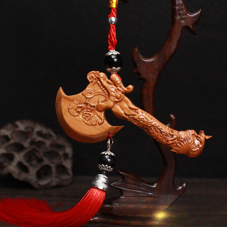 桃木斧头门口挂饰搬家结婚坐福工艺品