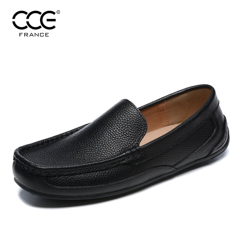 CCE男鞋头层牛皮荔枝纹豆豆鞋英伦时尚软底休闲懒人开车鞋男 1053