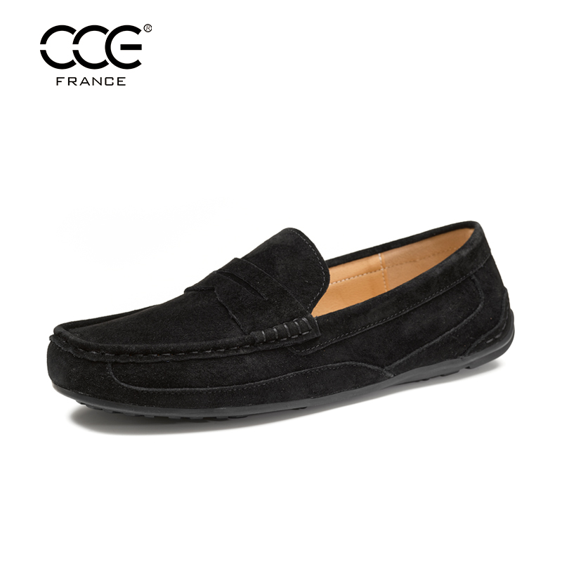 CCE真皮豆豆鞋男女鞋复古一脚蹬懒人鞋透气情侣款大码开车鞋2825