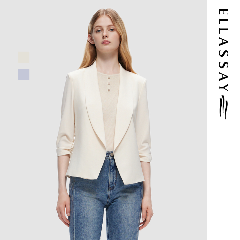 ELLASSAY歌力思2024夏季新款质感通勤无扣小西装女E353W01400